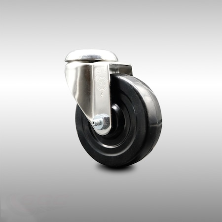 Service Caster 4 Inch 316SS Soft Rubber Wheel Swivel Bolt Hole Caster SCC-SS316BH20S414-SRS